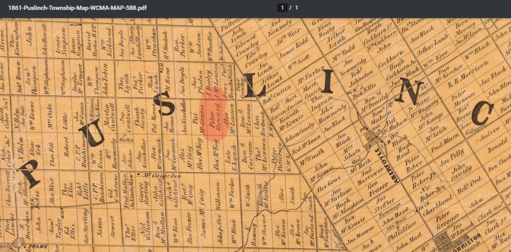 map of Puslinch township circa 1900