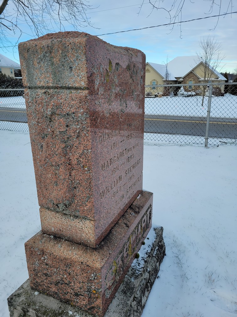 headstone in winter