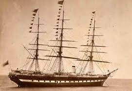 drawing of a 19th century sailing ship